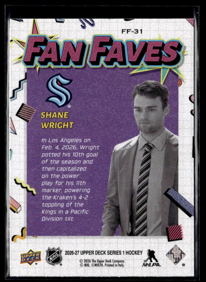 2026-27 Upper Deck Series 1 Hockey Fan Faves #FF-31 Shane Wright (2)