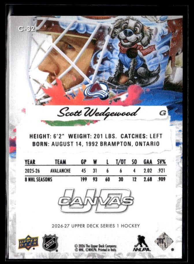 2024-25 Upper Deck Series 1 Hockey Canvas #C-32 Scott Wedgewood (2)