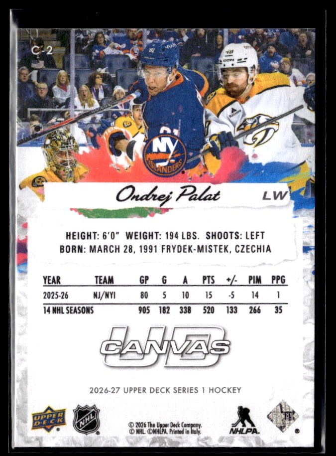 2026-27 Upper Deck Series 1 Hockey Canvas #C-2 Ondrej Palat (2)