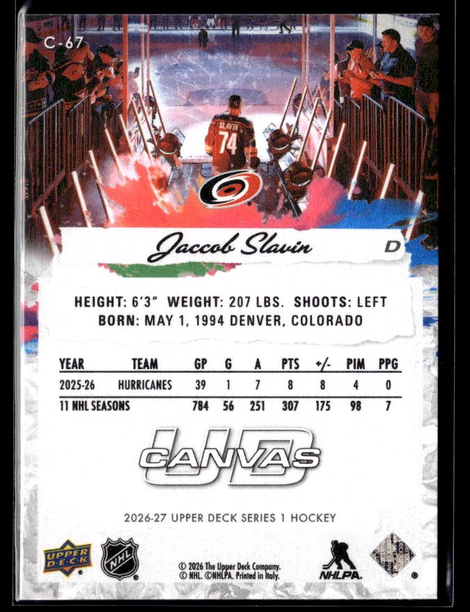 2026-27 Upper Deck Series 1 Hockey Canvas #C-67 Jaccob Slavin (2)