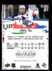 2026-27 Upper Deck Series 1 Hockey Canvas #C-42 Adam Fox (2)