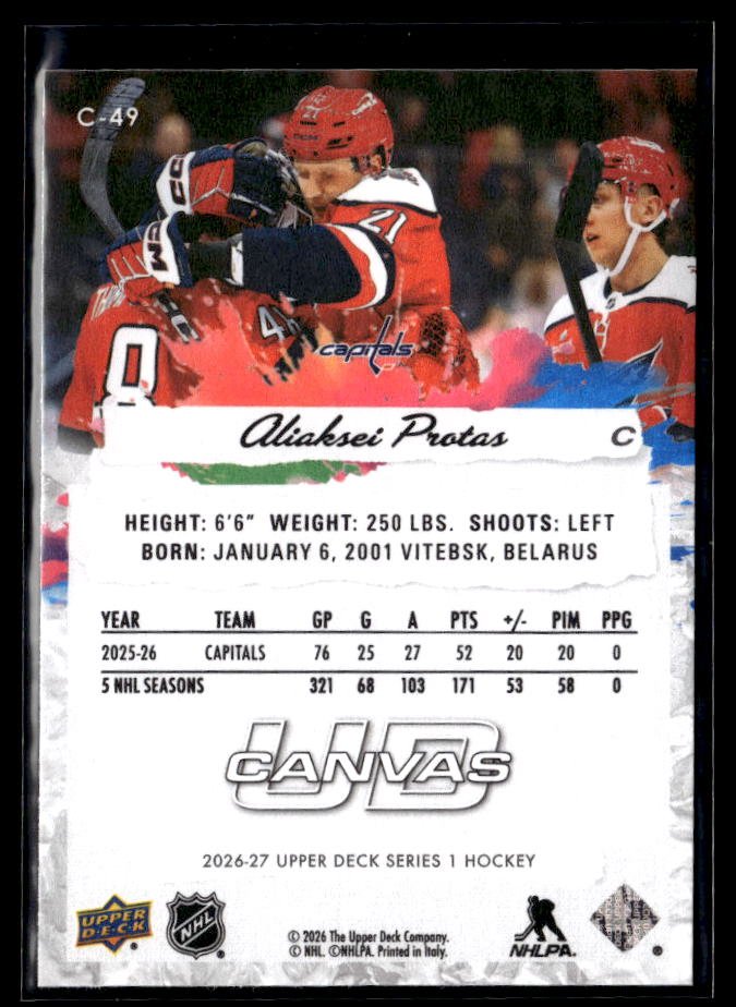 2026-27 Upper Deck Series 1 Hockey Canvas #C-49 Aliaksei Protas (2)