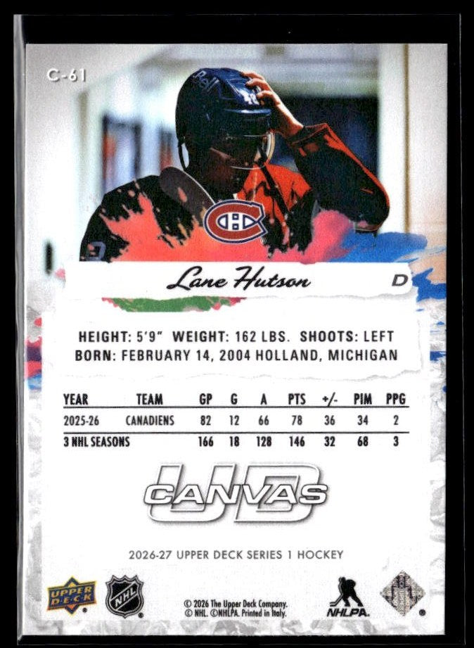 2024-25 Upper Deck Series 1 Hockey Canvas #C-51 Lane Hutson (2)