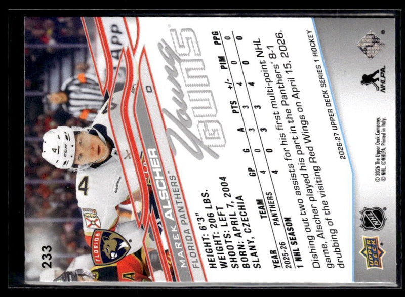 2026-27 Upper Deck Series 1 Hockey Young Guns #233 Marek Alscher (2)