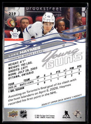 2026-27 Upper Deck Series 1 Hockey Young Guns #219 Luke Haymes (2)