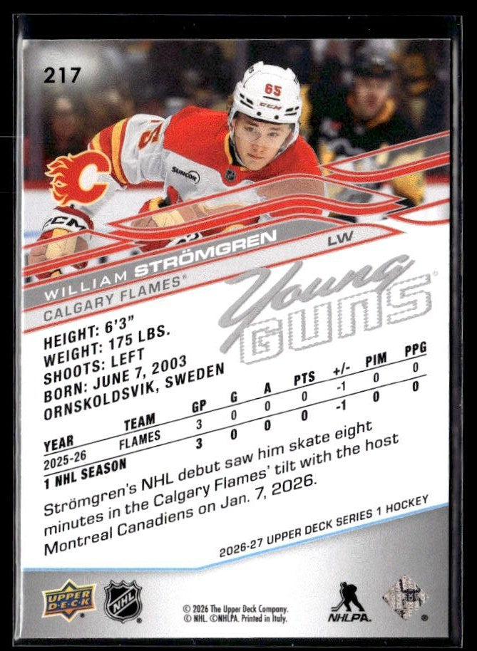 2026-27 Upper Deck Series 1 Hockey Young Guns #217 William Stromgren (2)