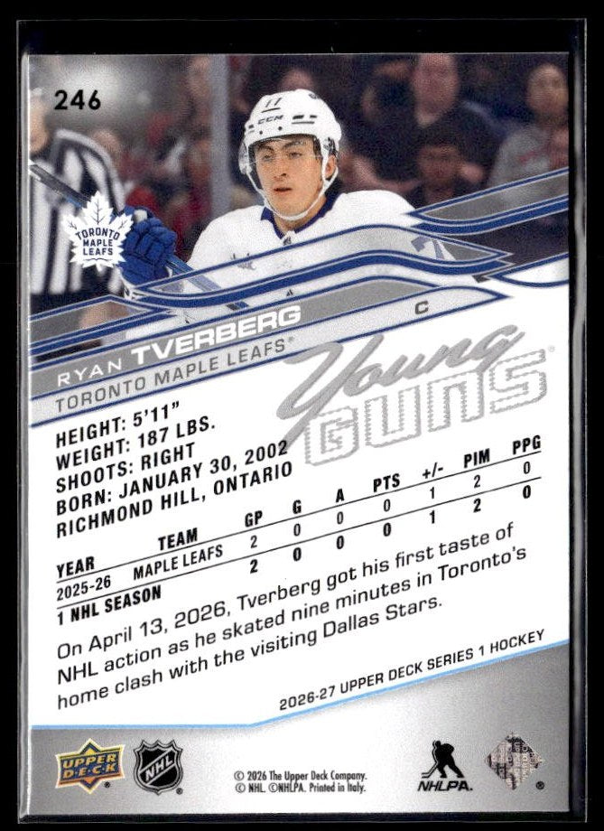 2025-26 Upper Deck Series 1 Hockey Young Guns #246 Ryan Tyverberg (2)