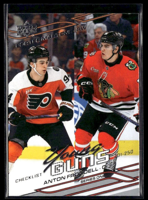 Hockey single: Porter Martone / Anton Frondell #250 (Young Guns Checklist) from Upper Deck
