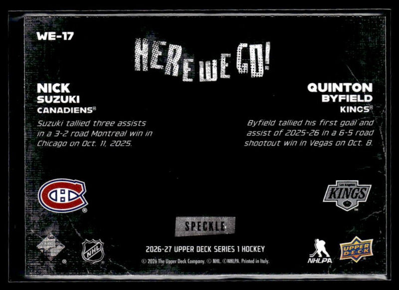 2026-27 UD Series 1 Hockey Here We Go! Speckle Nick Suzuki / Quinton Byfield (2)
