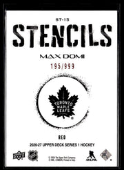 2026-27 Upper Deck Series 1 Hockey Stencils Red #ST-15 Max Domi /999 (2)