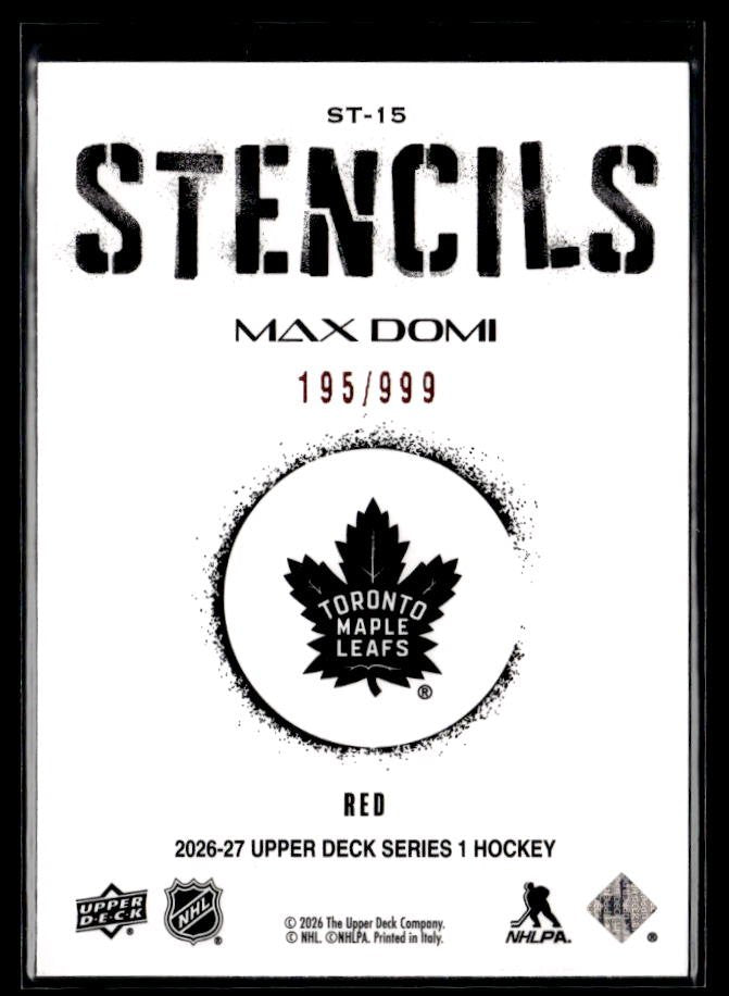 2026-27 Upper Deck Series 1 Hockey Stencils Red #ST-15 Max Domi /999 (2)
