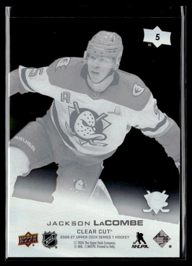 2026-27 Upper Deck Series 1 Hockey Clear Cut #5 Jackson Lacombe (2)