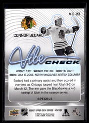 2026-27 Upper Deck Series 1 Hockey Vibe Check Speckle #VC-22 Connor Bedard (2)