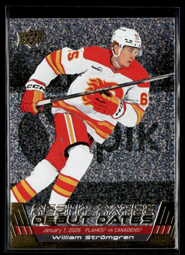 2026-27 Upper Deck Series 1 Hockey Debut Dates Speckle William Strömgren RC # Debut Dates hockey card from Upper Deck