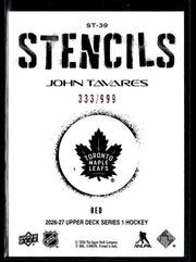 2026-27 Upper Deck Series 1 Hockey Stencils Red #ST-39 John Tavares /999 (2)