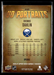 2026-27 Upper Deck Series 1 Hockey UD Portraits Speckle #P-27 Rasmus Dahlin (2)
