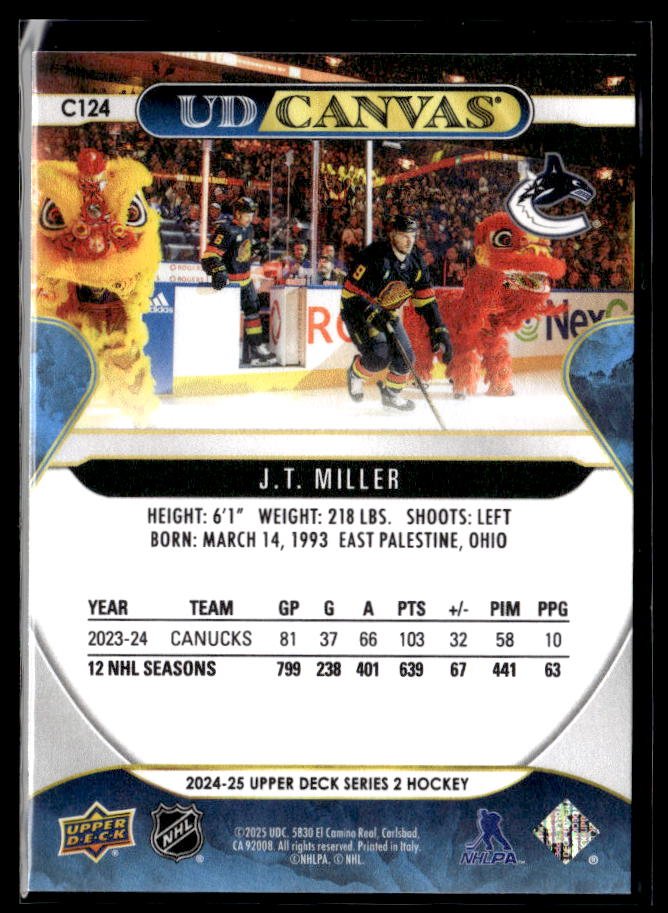 2024-25 Upper Deck Series 2 Hockey UD Canvas #C124 J.T. Miller (2)