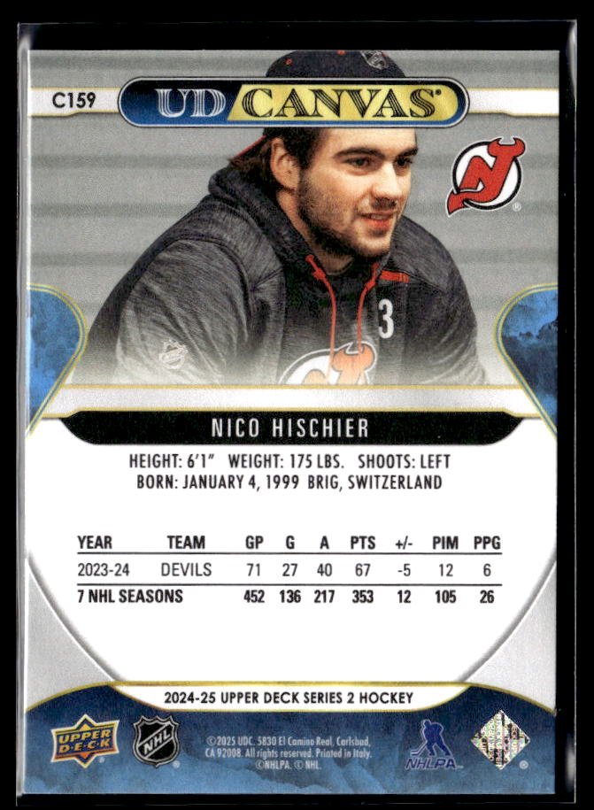 2024-25 Upper Deck Series 2 Hockey Canvas #C159 Nico Hischier (2)