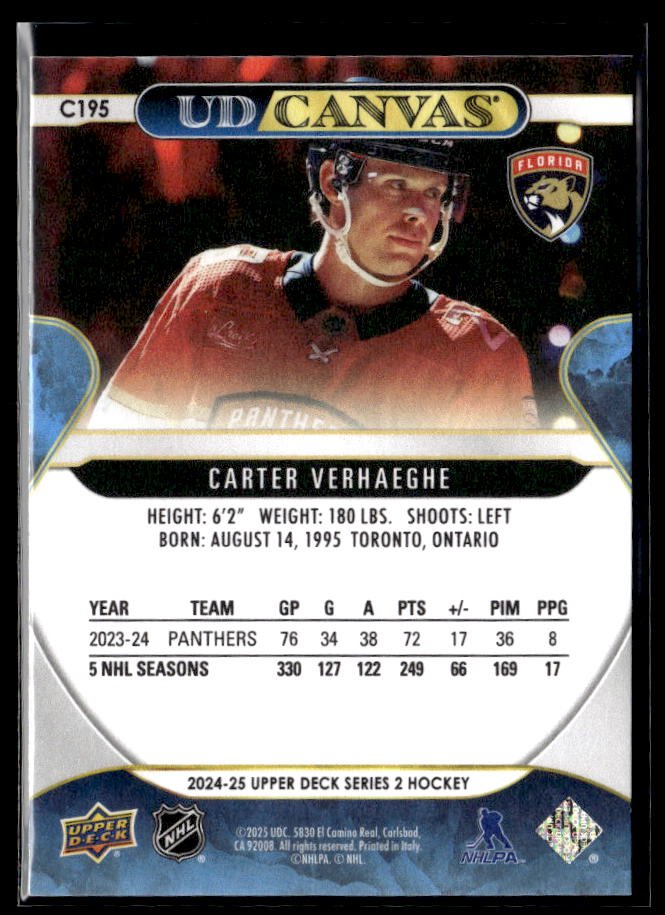 2024-25 Upper Deck Series 2 Hockey Canvas #C195 Carter Verhaeghe (2)