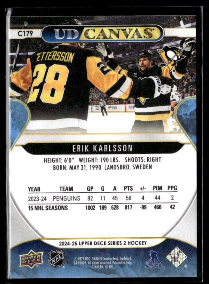 2024-25 Upper Deck Series 2 Hockey Canvas #C179 Erik Karlsson (2)