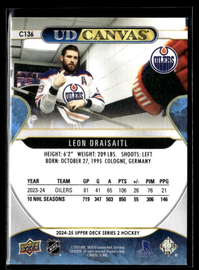 2024-25 Upper Deck Series 2 Hockey UD Canvas #C136 Leon Draisaitl (2)