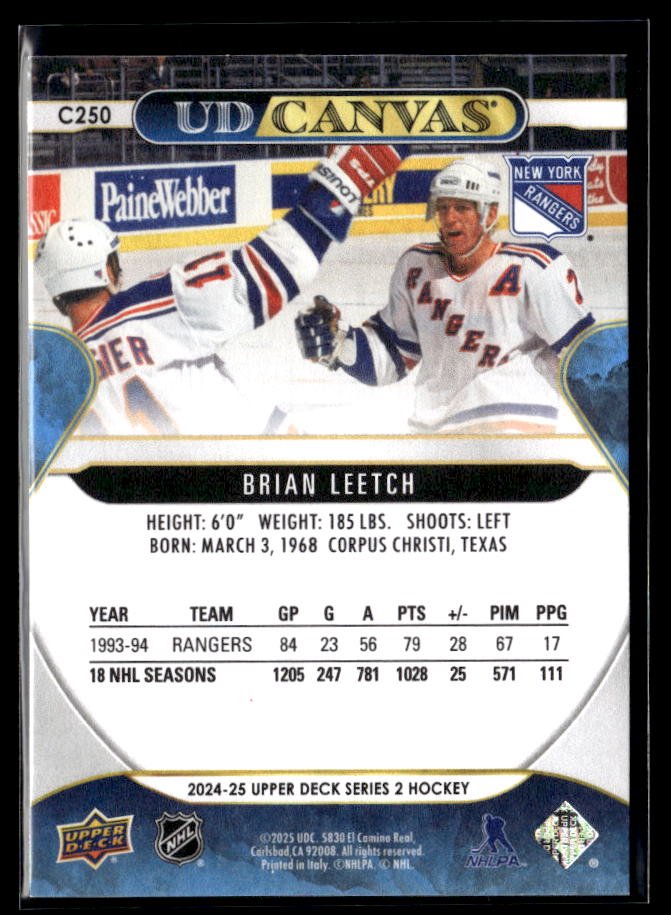 2024-25 Upper Deck Series 2 Hockey Canvas #C250 Brian Leetch (2)