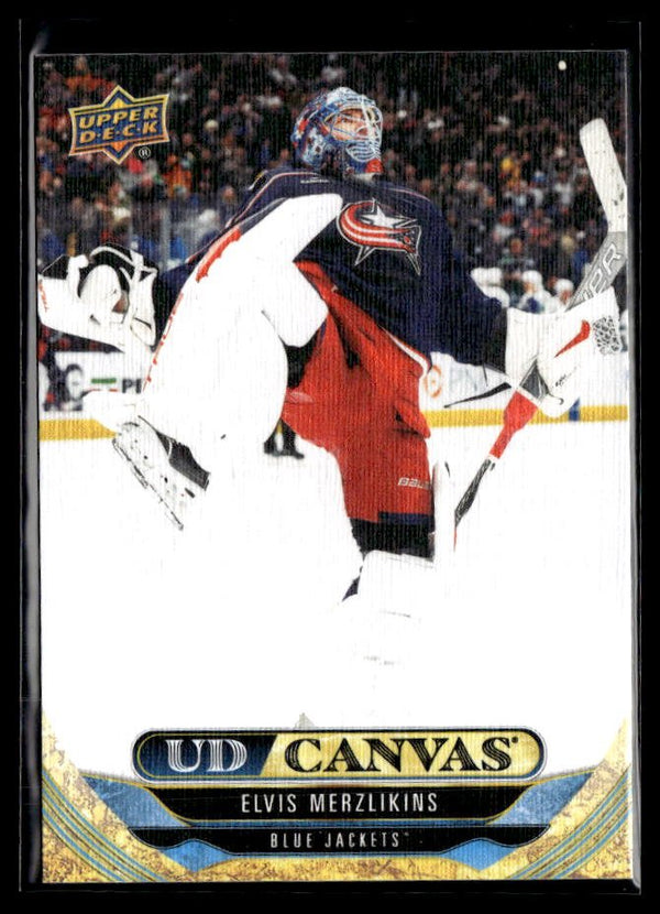 2024-25 Upper Deck Series 2 Hockey Canvas #C190 Elvis Merzlikins # Canvas hockey card from Upper Deck