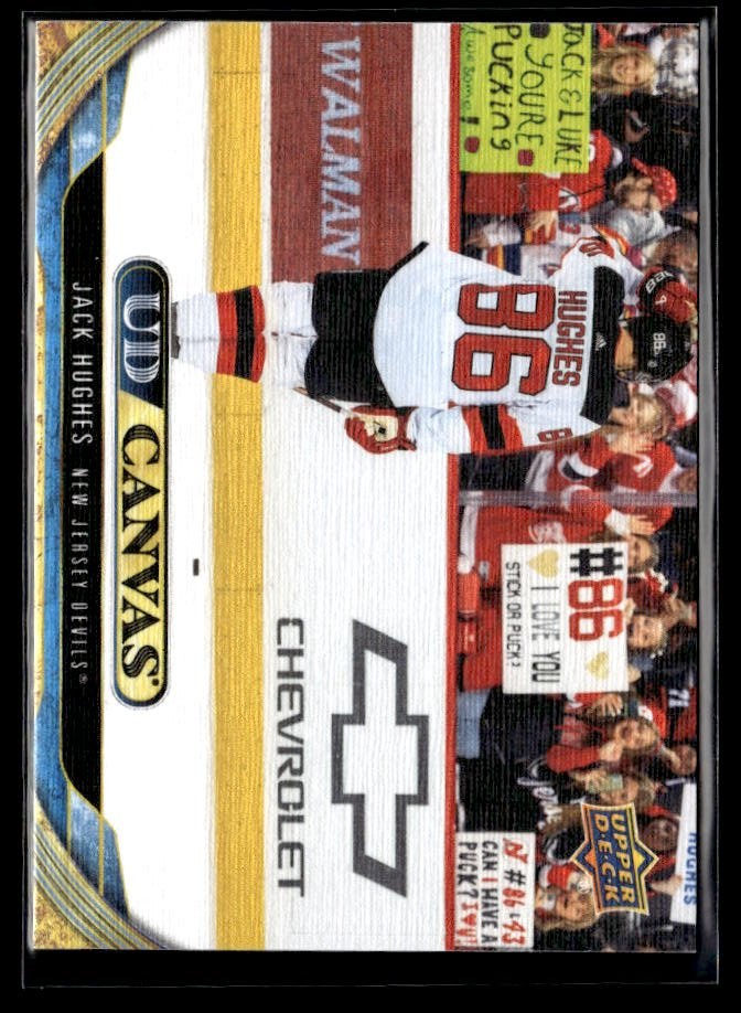 2024-25 Upper Deck Series 2 Hockey Canvas #C133 Jack Hughes # Canvas hockey card from Upper Deck