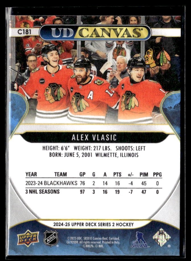 2024-25 Upper Deck Series 2 Hockey Canvas #C181 Alex Vlasic (2)