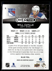 2025-26 Upper Deck Overtime Hockey Blue Foil #9 Will Cuylle (2)