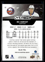 2025-26 Upper Deck Overtime Hockey Blue Foil #17 Bo Horvat (2)