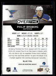 2025-26 Upper Deck Overtime Hockey Blue Foil #49 Philip Broberg (2)
