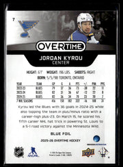 2025-26 Upper Deck Overtime Hockey Blue Foil #7 Jordan Kyrou (2)