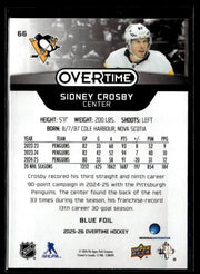 2025-26 Upper Deck Overtime Hockey Blue Foil #66 Sidney Crosby (2)