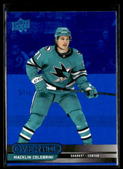 2025-26 Upper Deck Overtime Hockey Blue Foil #24 Macklin Celebrini