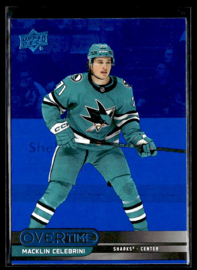 2025-26 Upper Deck Overtime Hockey Blue Foil #24 Macklin Celebrini