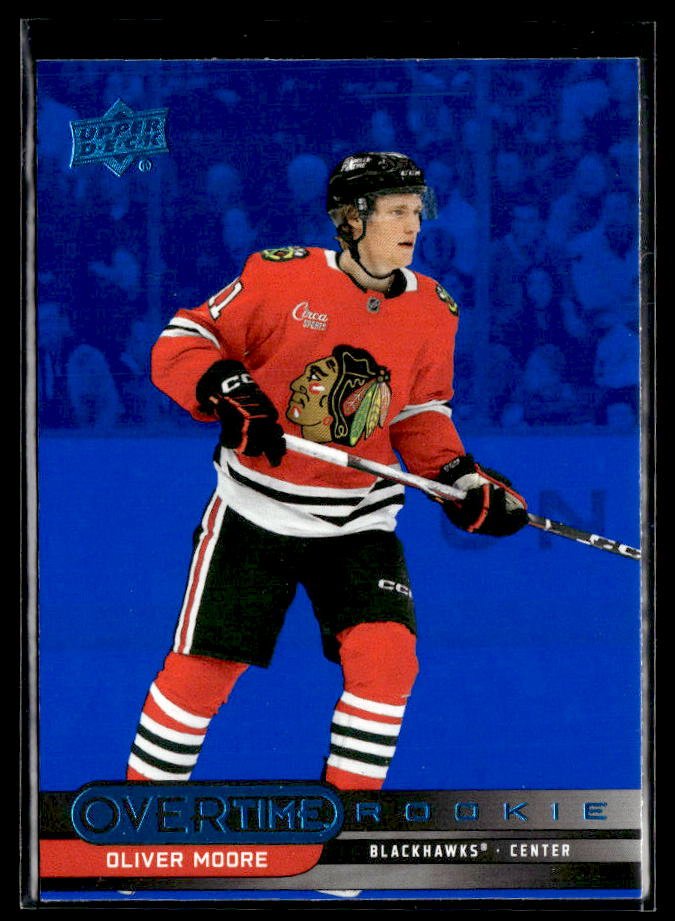 2025-26 Upper Deck Overtime Hockey Overtime Rookie Blue Foil #86 Oliver Moore