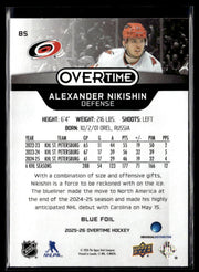 2025-26 Upper Deck Overtime Hockey Overtime Rookie Blue Foil Alexander Nikishin (2)