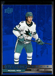 2025-26 Upper Deck Overtime Hockey Blue Foil #100 Michael Misa RC