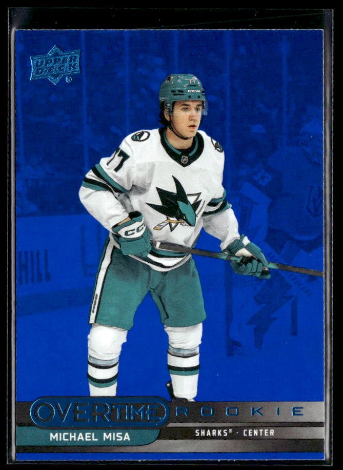2025-26 Upper Deck Overtime Hockey Blue Foil #100 Michael Misa RC