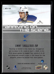 2025-26 Upper Deck Overtime Hockey Arriving on the Scene Jimmy Snuggerud RC (2)