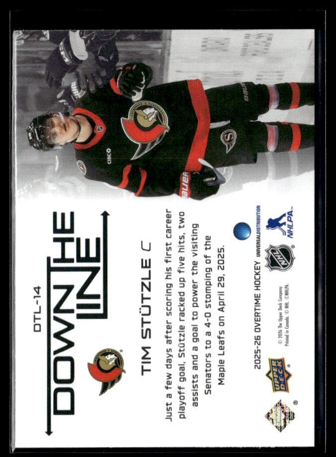 2025-26 Upper Deck Overtime Hockey Down the Line #DTL-14 Tim Stützle (2)