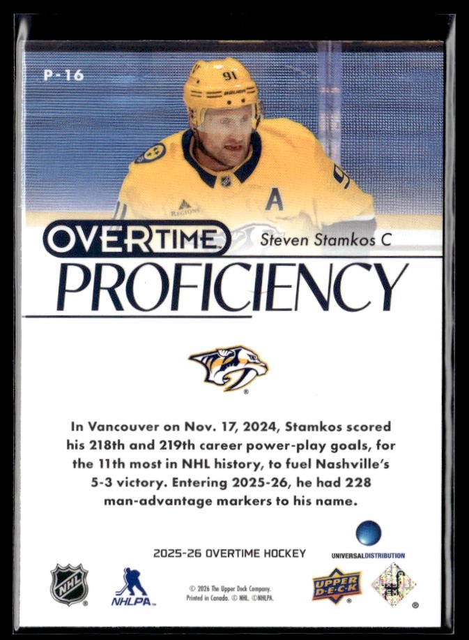 2025-26 Upper Deck Overtime Hockey Proficiency #P-16 Steven Stamkos (2)