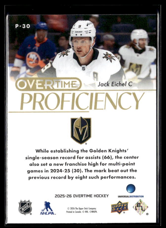 2025-26 Upper Deck Overtime Hockey Proficiency #P-30 Jack Eichel (2)