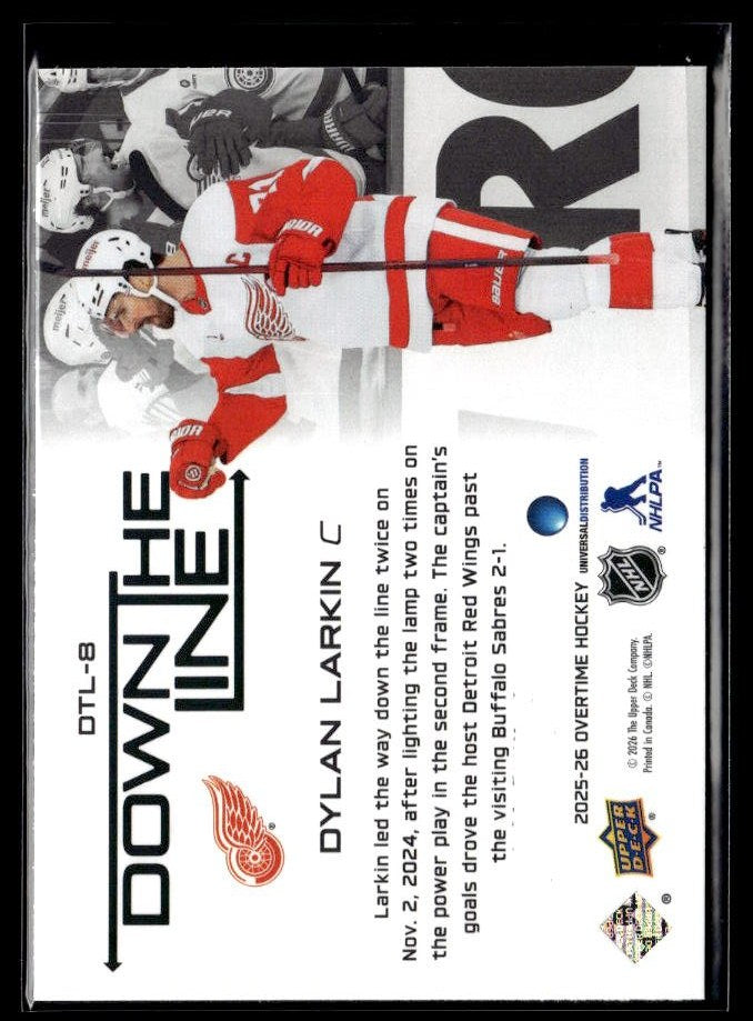 2025-26 Upper Deck Overtime Hockey Down the Line #DTL-8 Dylan Larkin (2)