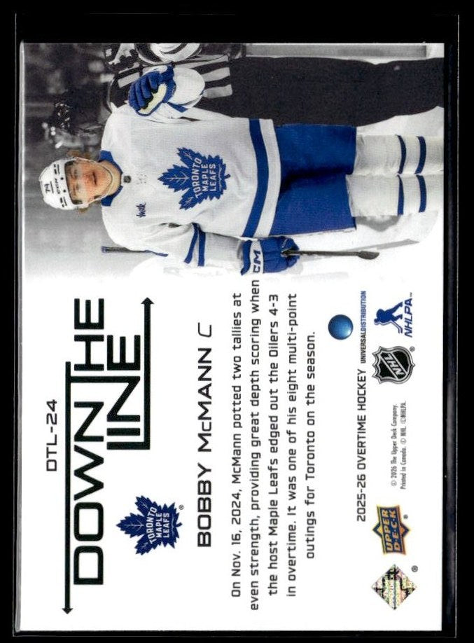 2025-26 Upper Deck Overtime Hockey Down the Line #DTL-24 Bobby McMann (2)