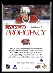 2025-26 Upper Deck Overtime Hockey Overtime Proficiency #P-15 Jake Evans (2)
