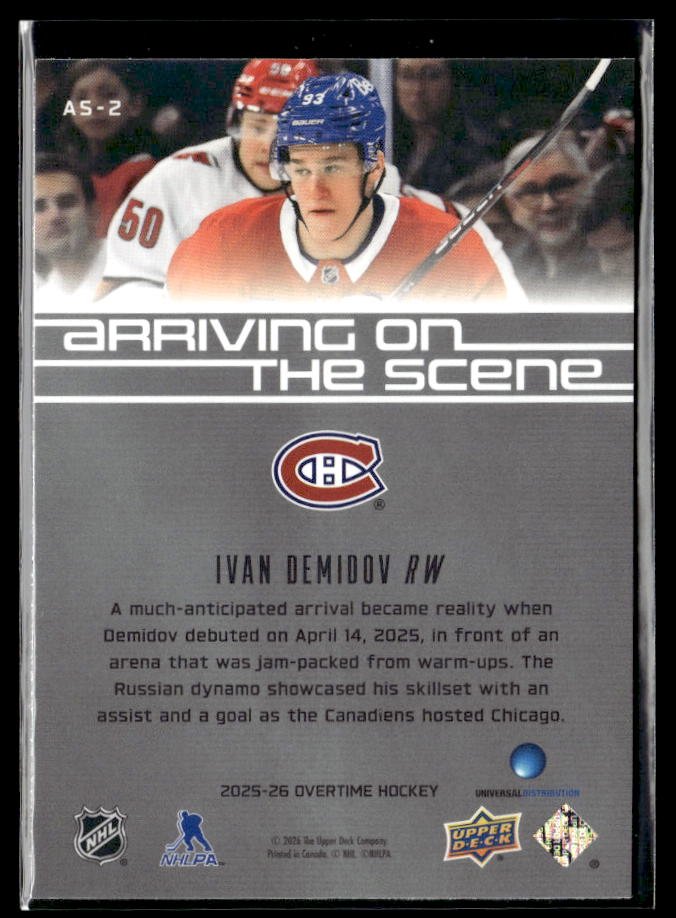 2025-26 Upper Deck Overtime Hockey Arriving on the Scene #AS-2 Ivan Demidov (2)
