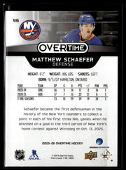 2025-26 Upper Deck Overtime Hockey #96 Matthew Schaefer (2)
