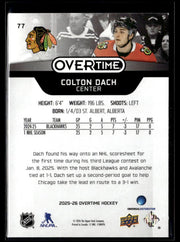 2025-26 Upper Deck Overtime Hockey #77 Colton Dach RC (2)